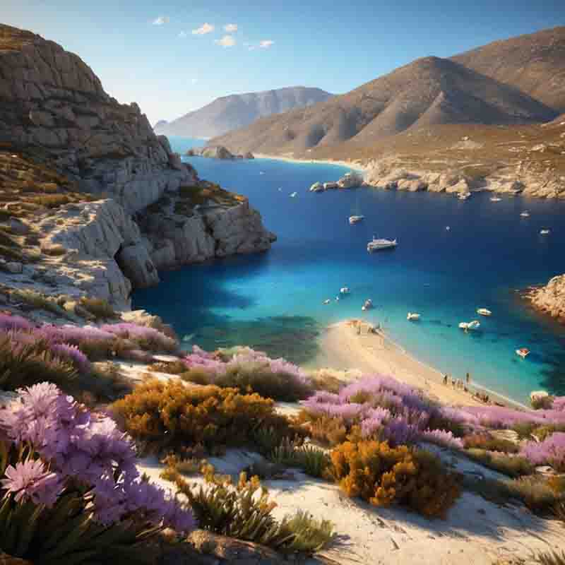 Malerische griechische Strände auf Folegandros mit kristallklarem, türkisfarbenem Wasser und goldenem Sand.