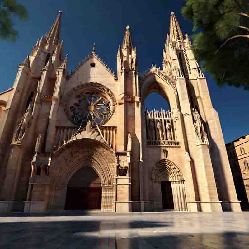 Mallorcas majestätische Kathedrale mit hoch aufragenden Türmen.